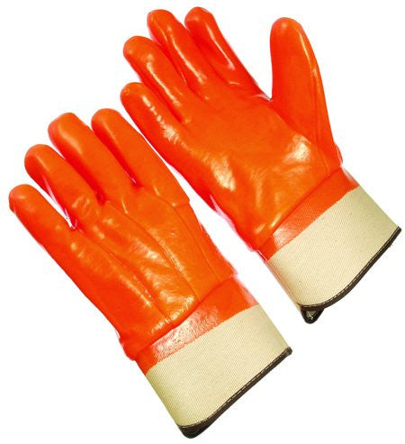 Glove - Orange Flourecent Coating, Band Top PVC Foam Lined - One Size