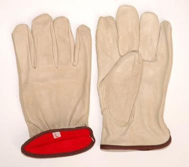 Glove - Red Jersey Lined Drivers Glove, Keystone Thumb, Red Fleece Lined